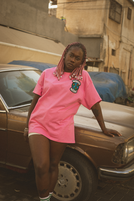 ⁠Oversized Pink T-shirt with Logo Patch