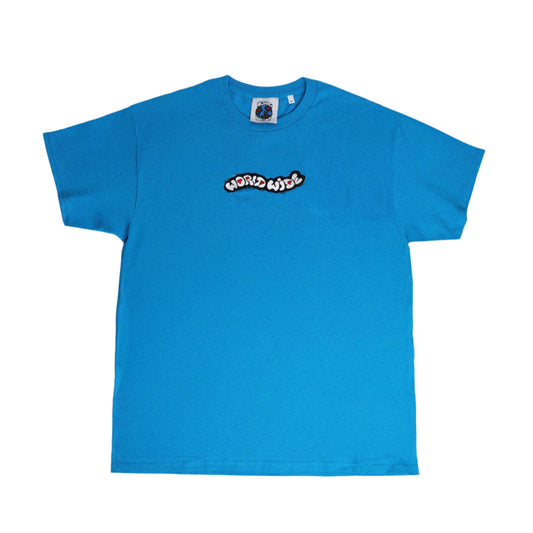 Oversized Blue T-shirt with Logo Patch