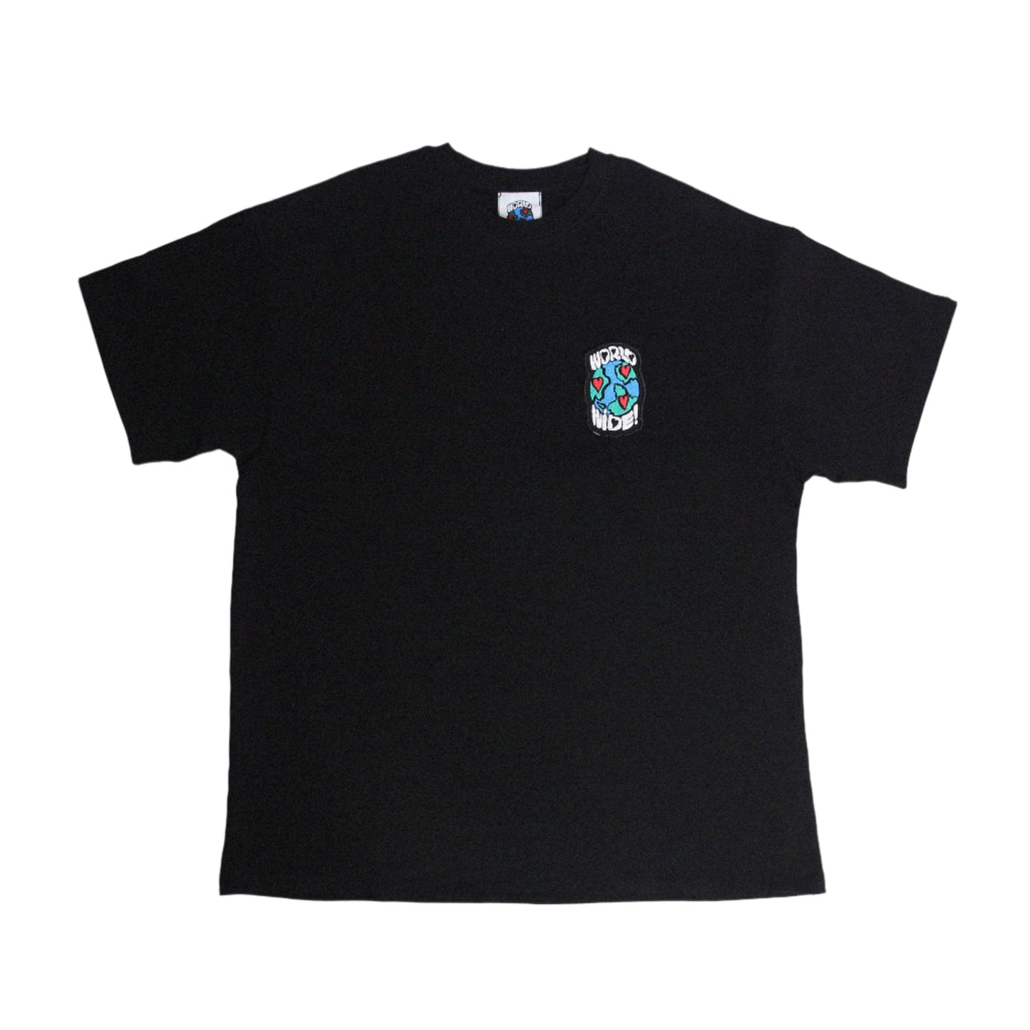 ⁠Oversized Black T-shirt with Logo Patch