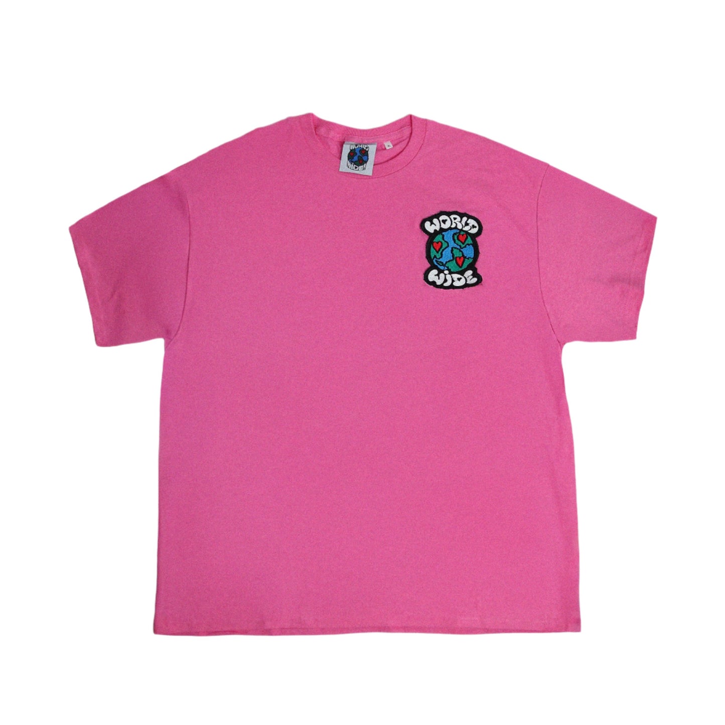 ⁠Oversized Pink T-shirt with Logo Patch