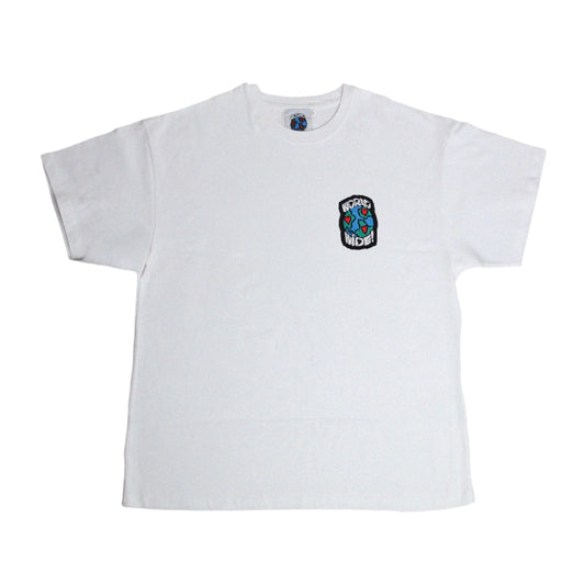 Oversized White T-shirt with Logo Patch